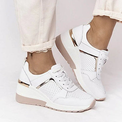 Women Wedges Sneakers Lace-Up Breathable Sports Shoes Casual Platform Female Footwear Ladies Vulcanized Shoes Zapatillas