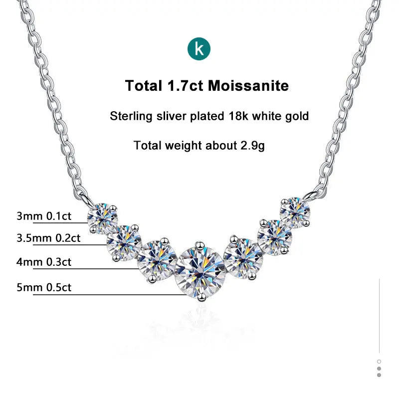 K.NOBSPIN Moissanite Necklace for Woman Wedding Fine Jewely with Certificates 925 Sterling Sliver Plated 18k White Gold Necklace