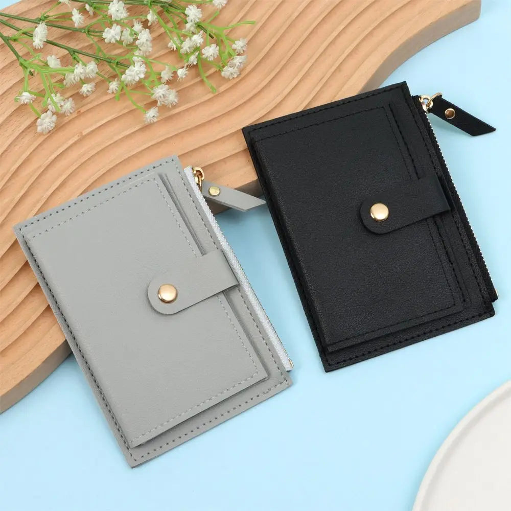 Women Fashion Small Wallet Purse Solid Color PU Leather Mini Coin Purse Wallet Credit Card Holder Bags Zipper Coin Purse