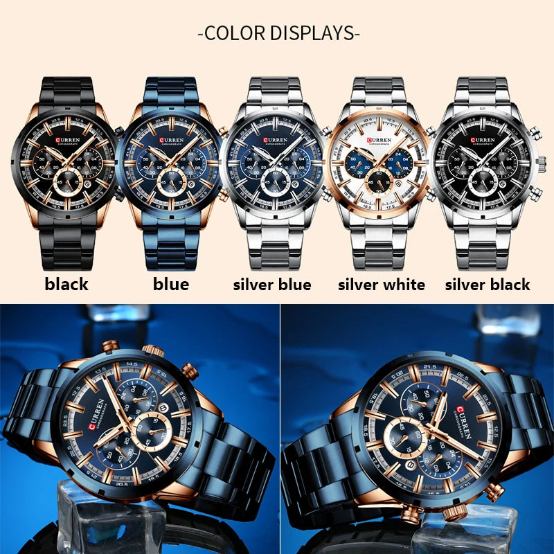 Relogio Masculino CURREN Hot Fashion Mens Watches Top Brand Luxury Wrist Watch Quartz Clock Watch Men Waterproof Chronograph