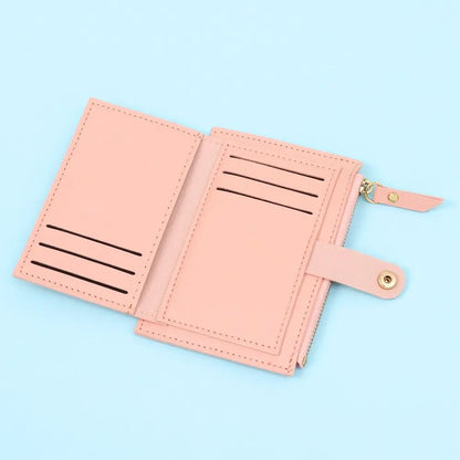 Women Fashion Small Wallet Purse Solid Color PU Leather Mini Coin Purse Wallet Credit Card Holder Bags Zipper Coin Purse