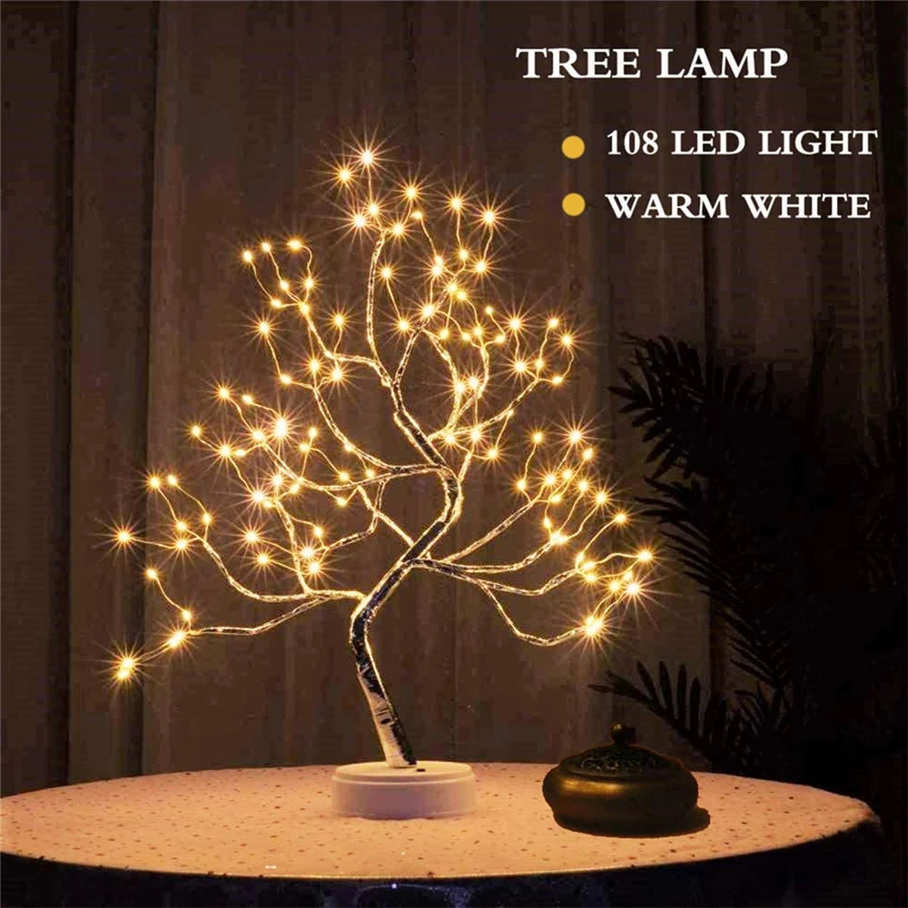 LED Night Light Mini Christmas Tree Copper Wire Garland Lamp