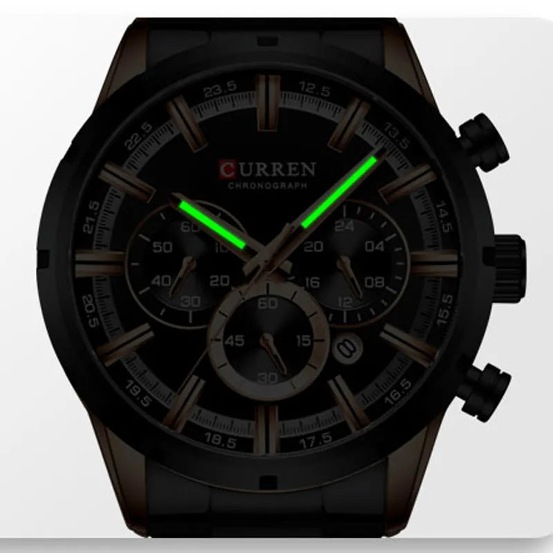 CURREN New Fashion Watches with Stainless Steel Top Brand Luxury Sports Chronograph Quartz Watch Men Relogio Masculino