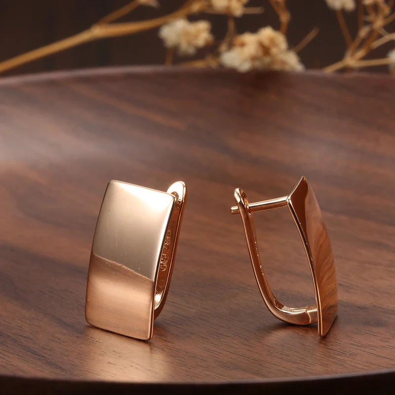 New Trend Geometric Rings Earrings Set for Women 585 Gold Minimalist Square Clip Earrings New Year Set Earrings Party Jewelry