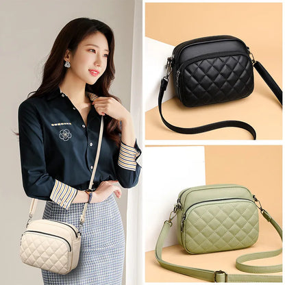 Diamond Lattice Women's Shoulder Bag Leather Female Crossbody Bags Luxury Handbags Organizer and Purses Shopping Cell Phone Bag