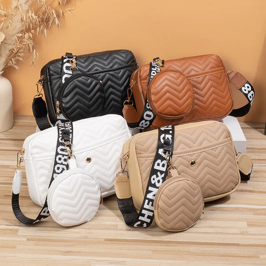 Women's PU Leather Crossbody Bag Zipper Handbag Fashion Retro Korean V Pattern Causal Travel Bag Female Phone Purse Shoulder Bag