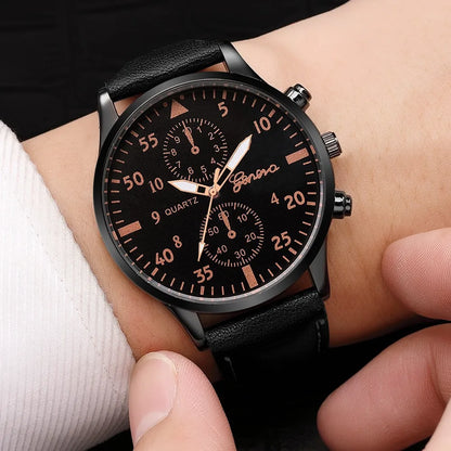 4pcs Set Men Watches Luxury Fashion Design Leather Watch Quartz Men's Watch Gift Montre Homme Relogio Masculino No Box