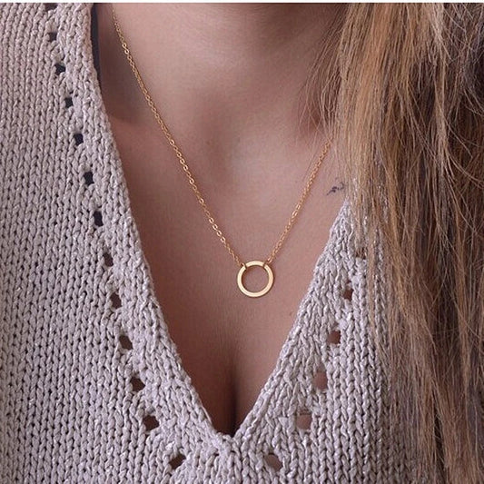 Minimalist Round Stick Pendant Necklace for Women Pearl Clavicle Necklace Leaves Long Chain Fashion Jewelry Statement Girl Gift