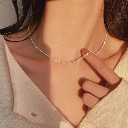 Sparkling Silver Color Clavicle Chain Choker Necklace Collar For Women Jewelry on the neck Wedding Party Birthday Gifts 2023