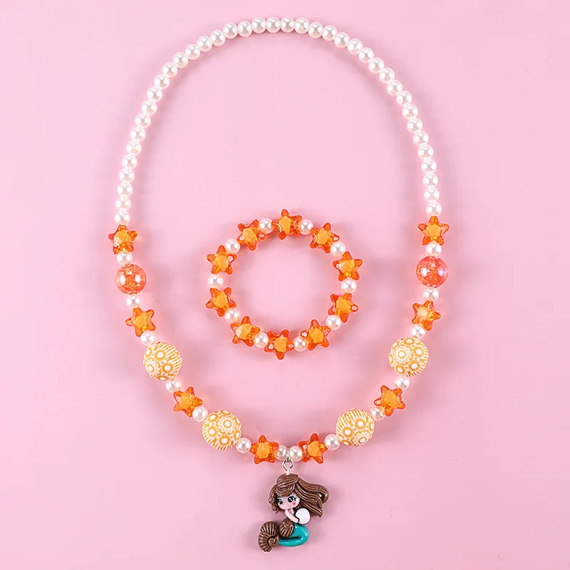 Cute Rabbit Pendant Necklace For Girls Bear Heart Beads Necklace For Children Fashion Jewelry Accessories 2023 Wholesale Trendy