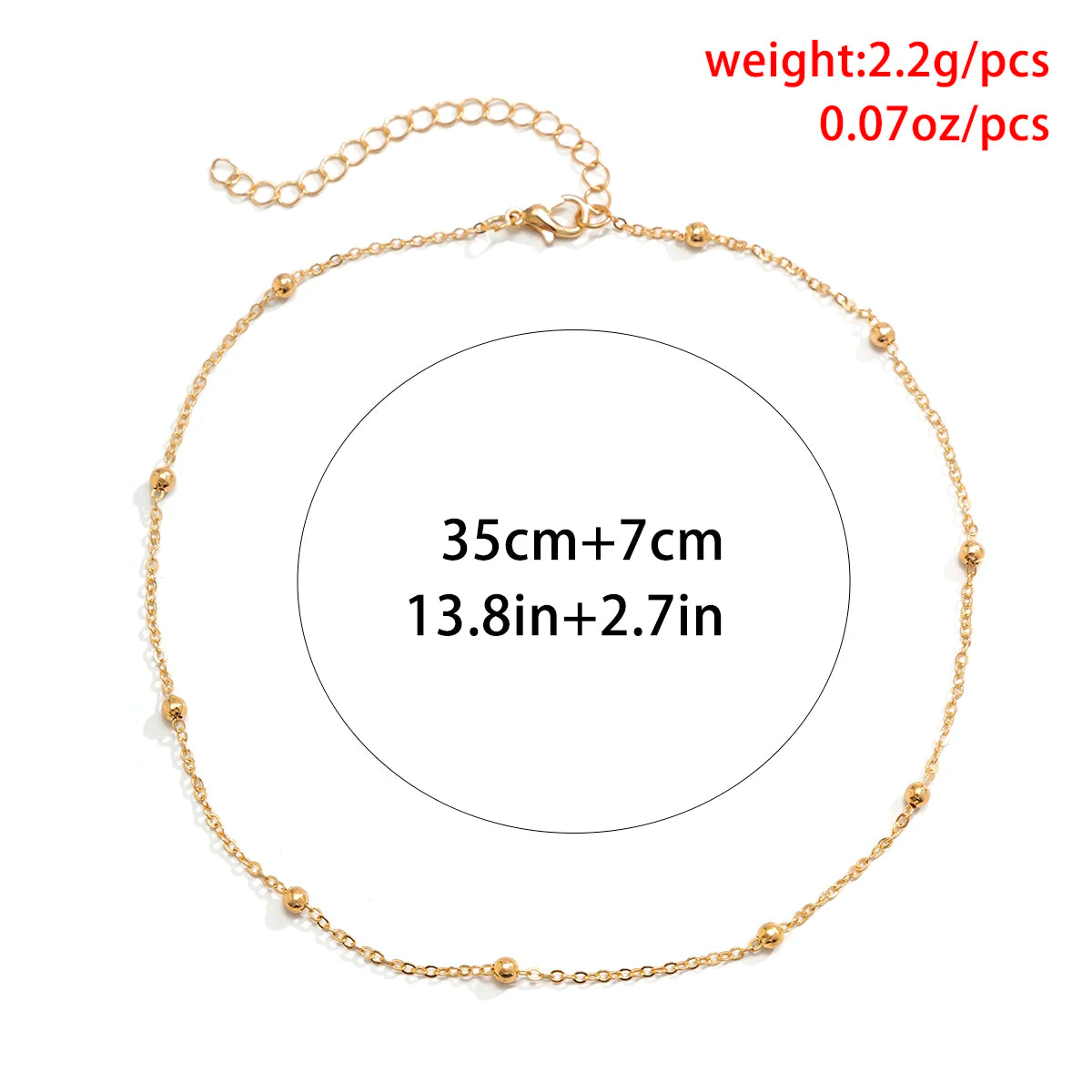 IngeSight.Z Simple Copper Beads Chain Choker Necklace for Women Kpop Fashion Gold Color Small Ball Short Clavicle Chain Necklace