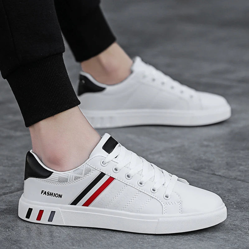 Men's Sneakers Casual Sports Shoes for Men Lightweight PU Leather Breathable Shoe Mens Flat White Tenis Shoes Zapatillas Hombre