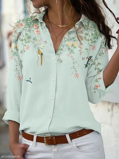 Fashion Woman Blouses Spring and Autumn New shirts Casual Loose Long Sleeve Shirts Feminine Temperament Print Top