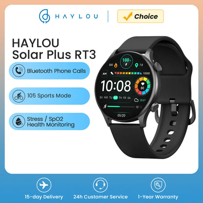 HAYLOU Solar Plus RT3 Smart Watch Bluetooth Phone Call 1.43"AMOLED Display Smartwatch Health Monitor IP68 Waterproof Sport Watch