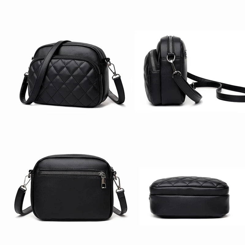 Diamond Lattice Women's Shoulder Bag Leather Female Crossbody Bags Luxury Handbags Organizer and Purses Shopping Cell Phone Bag