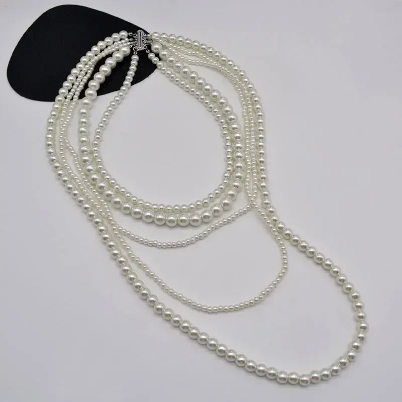 Imitation Pearl Multi-layered Women's Necklace Exaggerated Fashion High Street Club Party Banquet Necklace For Women Jewelry