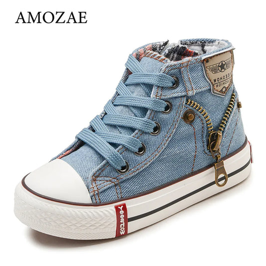 2024 Canvas Children Shoes Sport Breathable Boys Sneakers Brand Kids Shoes For Girls Jeans Denim Casual Child Flat Boots