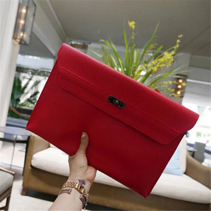 Red Clutch Bag Women Simple Women Ladies Clutch Pu Leather Envelope Clutch Bags Leather Women Lychee Pattern Purse Hand Bags