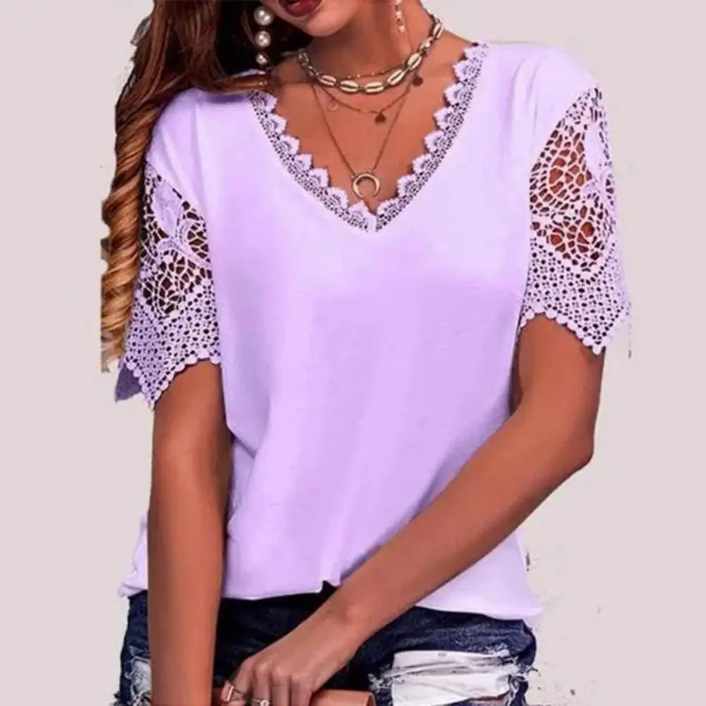 Tee Tops Trendy Solid Color Vintage Blouse Lightweight Women T-shirt Ladies Summer Pure Color Tops Daily Clothing