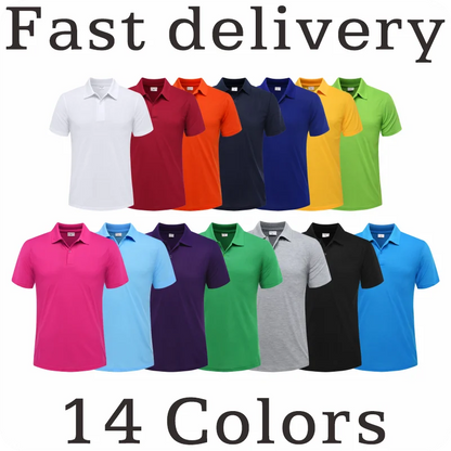 Summer Short Sleeved Polo Shirt Casual Ribbed Breathable High-Quality Top Loose Fitting Work Clothes 14 colors Men's Lapel