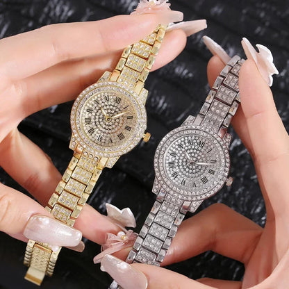 Full Diamond Women's Watch Top Luxury Brand Quartz Steel Watches For Ladies Punk Elegant Zircon Crystal Fashion Wristwatch Clock