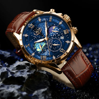 New LIGE Watches Mens Top Brand Luxury Casual Leather Quartz Men's Watch Business Clock Male Sports Waterproof Date Chronograph