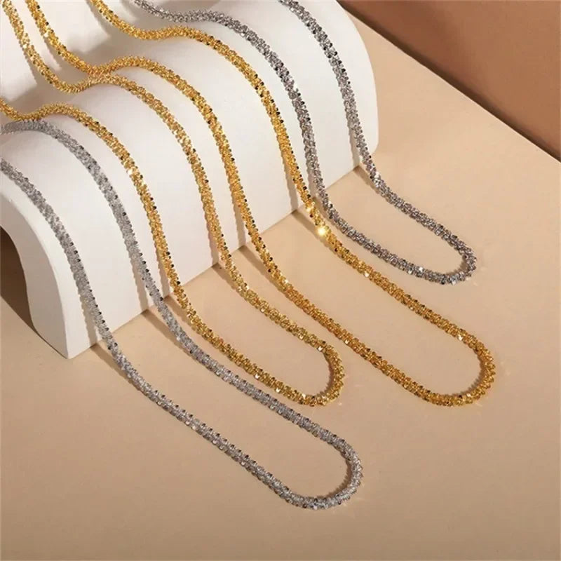 Sparkling Silver Color Clavicle Chain Choker Necklace Collar For Women Jewelry on the neck Wedding Party Birthday Gifts 2023