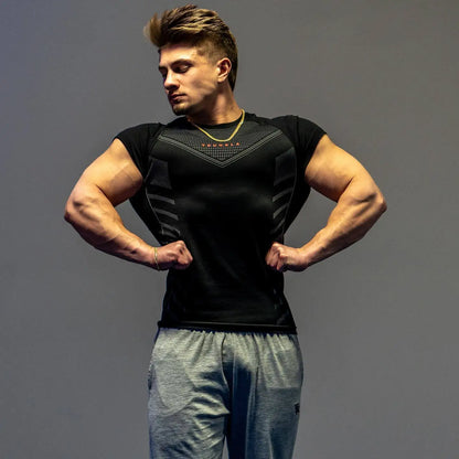 YA American Style Men's T-shirts Sports Fitness Crew Neck Short Sleeve Jogger Gym Running Training Clothes Quick Drying Clothes