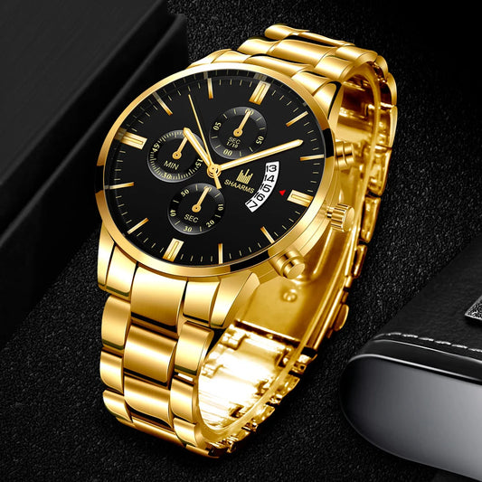 New Men Luxury Famous Top Brand Calendar Watch Men's Fashion Casual Dress Watches Military Quartz Wristwatches Stainless Steel