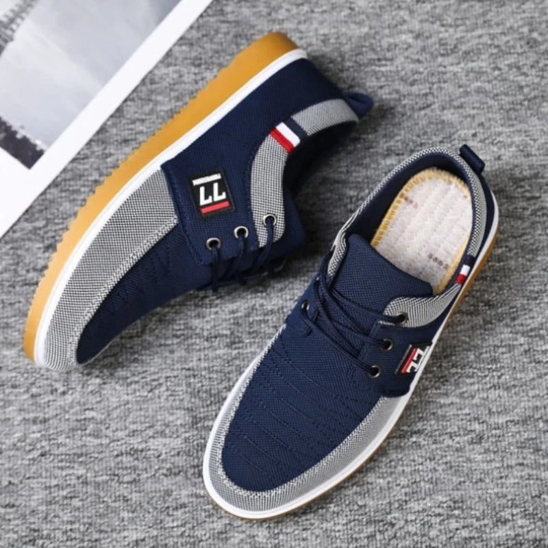 Fashionable Men's Canvas Shoes, Light Sports Shoes, Casual Mesh Breathable Vulcanized Shoes, Fashionable Lace-up Work Shoes2023