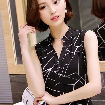 Charming Women Summer Flower Print Blouses Shirts New Ladies Casual Office Slim V-Neck Japan Korean Fashion Female Blusas Short