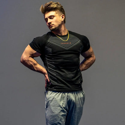 YA American Style Men's T-shirts Sports Fitness Crew Neck Short Sleeve Jogger Gym Running Training Clothes Quick Drying Clothes