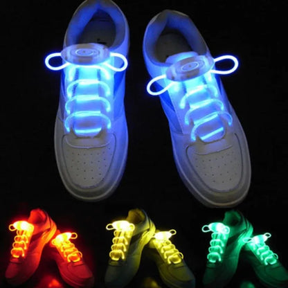 LED Sport Shoe Laces Luminous Shoelaces Glow Shoe Strings Round Flash Light Battery Shoelaces No Tie Lazy Shoe Laces Party Decor