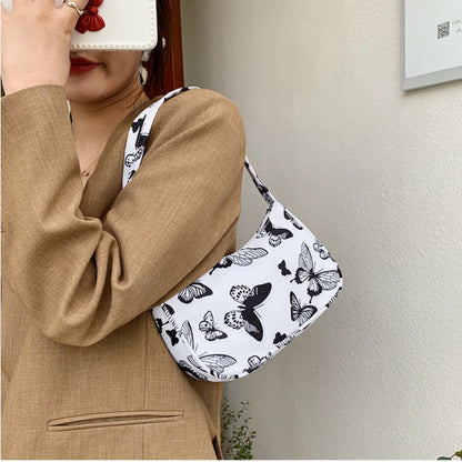 New Women Shoulder Bag Fashion Animal Pattern Print Bag Casual Nylon Butterfly Leopard Zebra Print Women Handbag Underarm Bags