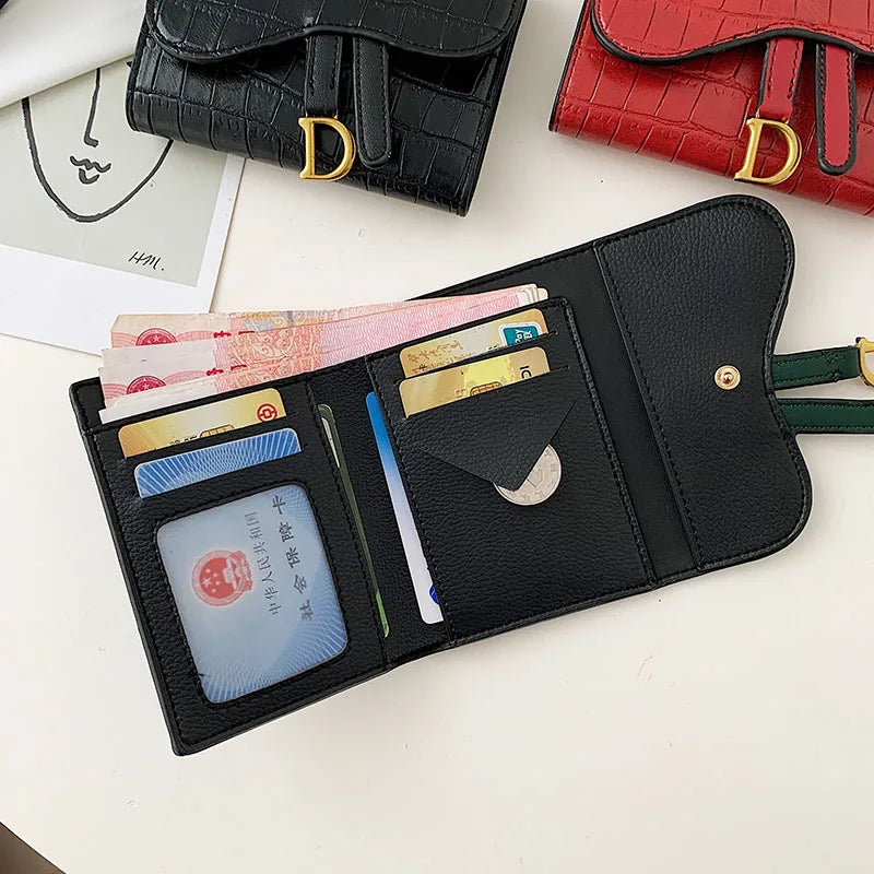 Women's Wallet Short 2023 New Korean Style D Letter Buckle Coins Purses Wallet Card Bag Key Wallet Luxury carteras para mujeres