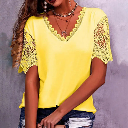 Tee Tops Trendy Solid Color Vintage Blouse Lightweight Women T-shirt Ladies Summer Pure Color Tops Daily Clothing