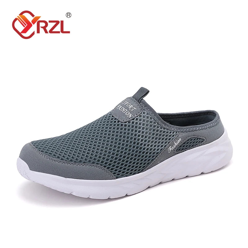 YRZL Casual Shoes Men Summer Half Shoes Slippers Slides Slip on Shoes Men Mesh Breathable Soft Comfortable Slippers for Men