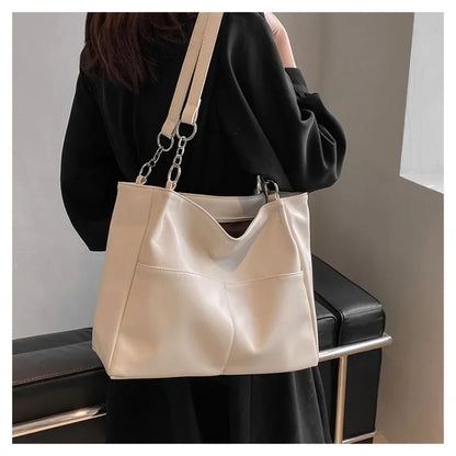 2023 Shoulder Side Bags for Women Vintage Solid Color Simple Large Capacity Big PU Leather The Latest Handbags Travel Totes