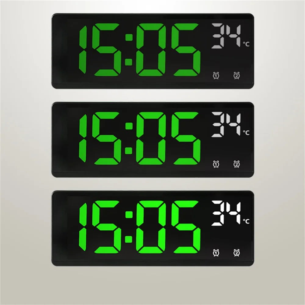 Voice Control Digital Alarm Clock Temperature Dual Alarm Snooze Desktop Table Clock Night Mode 12/24H LED Clock Watch