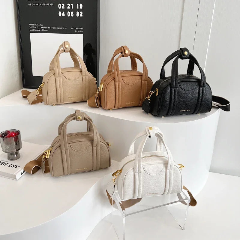 New Wide Strap Shoulder Crossbody Bag For Women Solid Color Pu Leather Female Bag Classic Handbag Brand Shoulder Bags Sac A Main