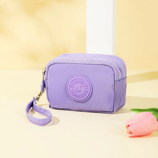 Mini Coin Purse Key Bag Women Wallets Zipper Waterproof Portable Three Layer Card Holder Female Girl Party Handbag Headphone Bag