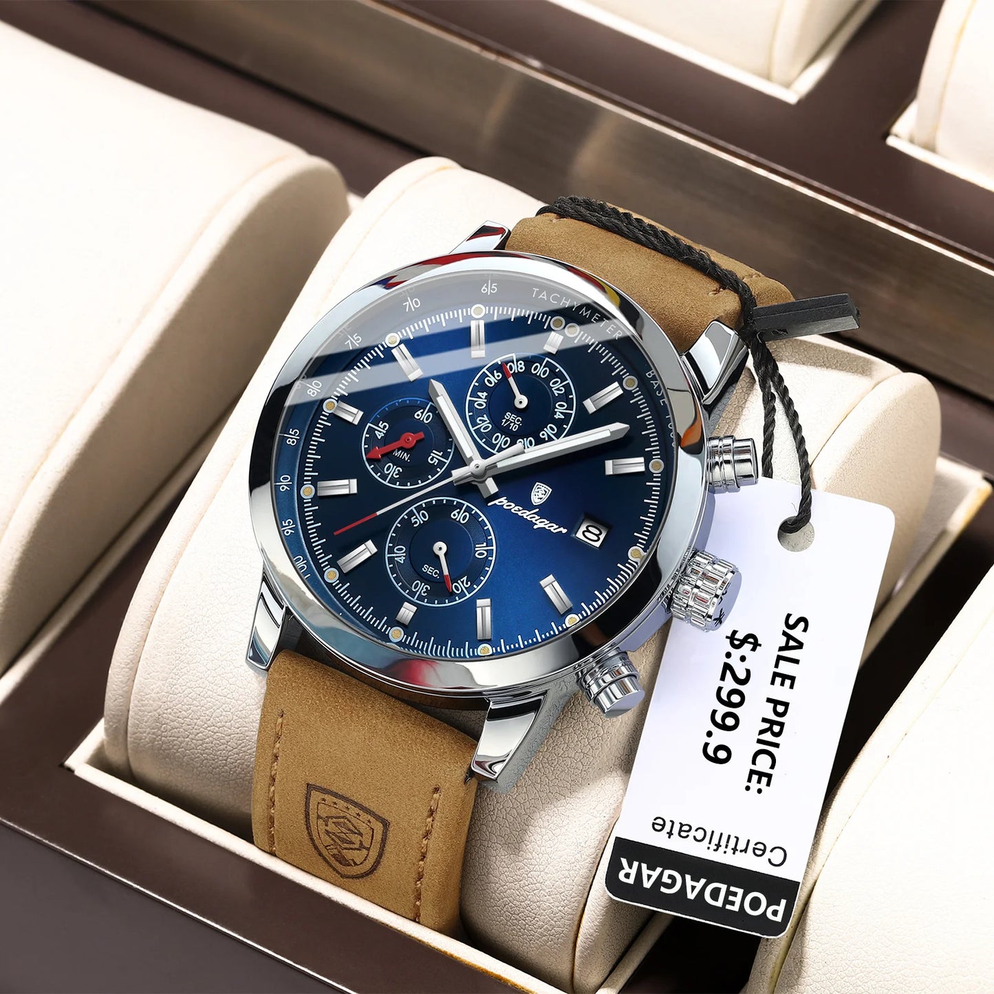 POEDAGAR Luxury Wristwatch for Man Waterproof Luminous Chronograph Date Men Watch