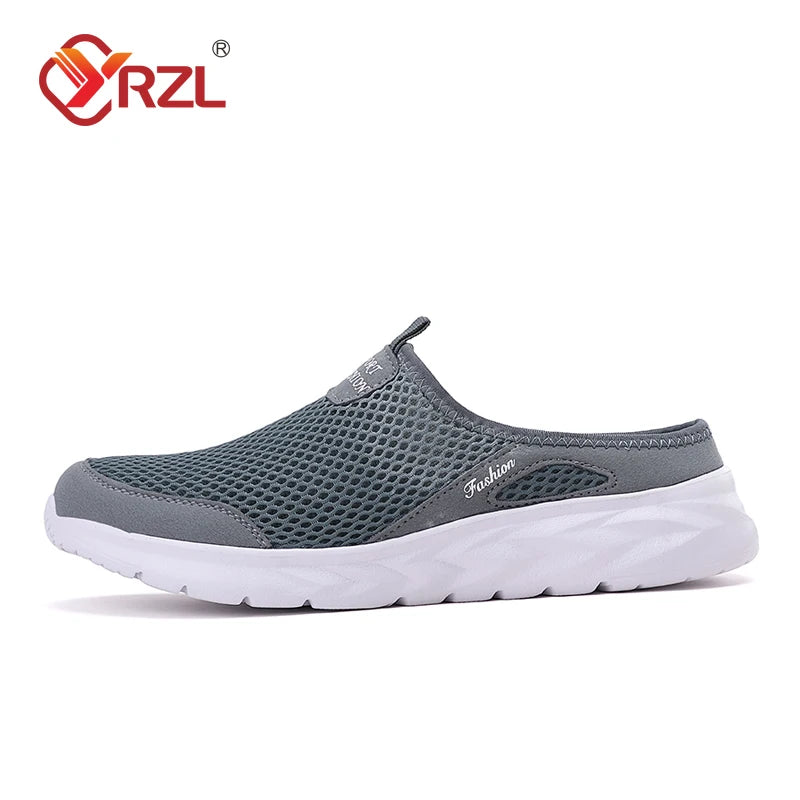 YRZL Casual Shoes Men Summer Half Shoes Slippers Slides Slip on Shoes Men Mesh Breathable Soft Comfortable Slippers for Men