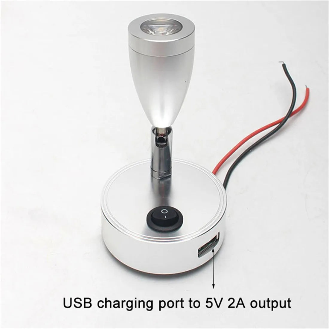 12V 24V Reading Light LED RV Interior 2W with USB Port 5V 2A Swith Spotlight for Boat, Yacht,Caravan Camper Trailer Dorm 3 color