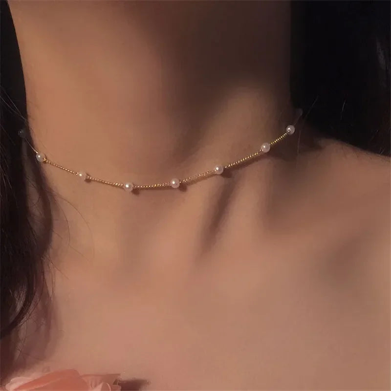 Delysia King  Simple pearl necklace clavicle chain