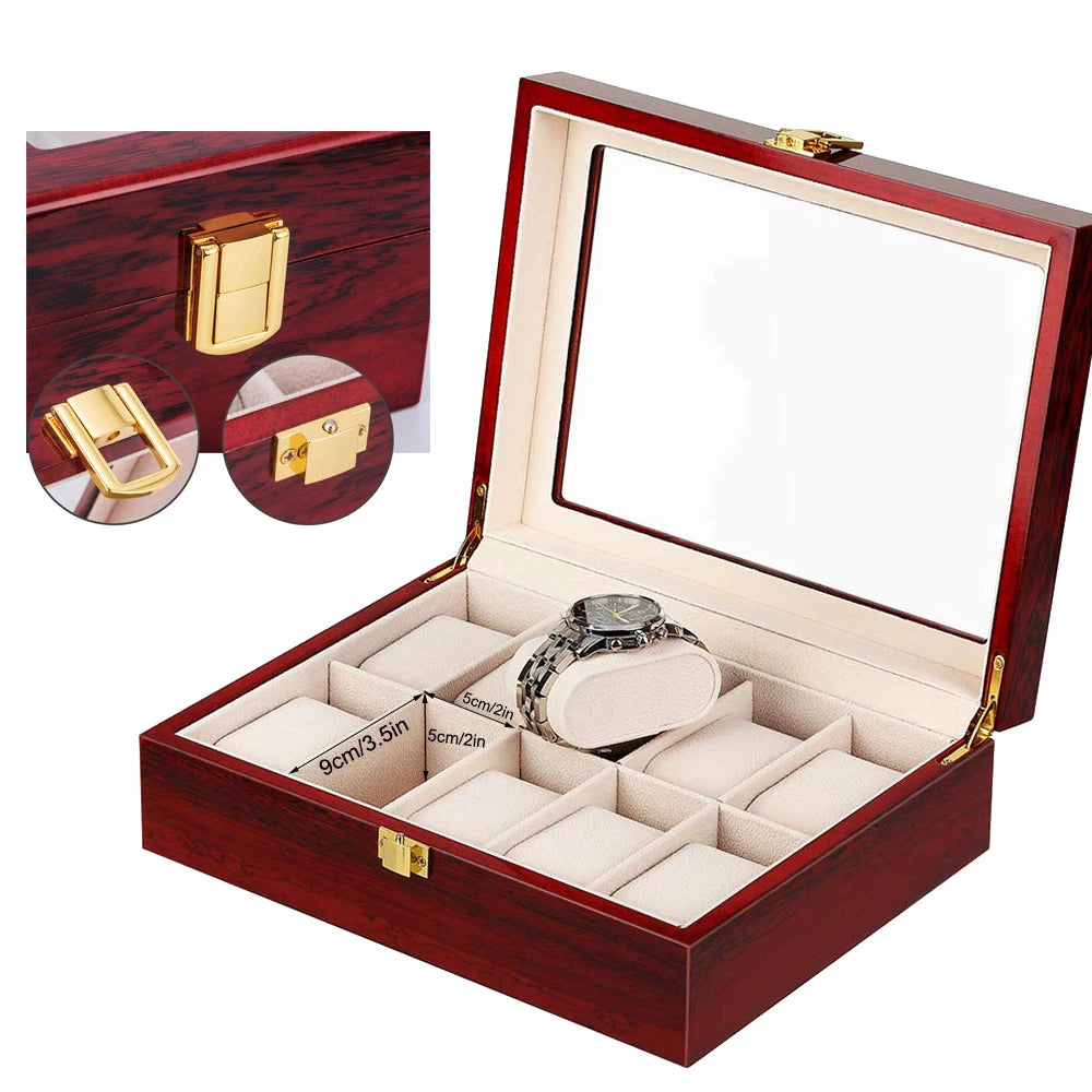 Luxury Wooden Watch Box 1/2/3/5/6/10/12 Grids Watch Organizers 6 Slots Wood Holder Boxes for Men Women  Watches Jewelry Display