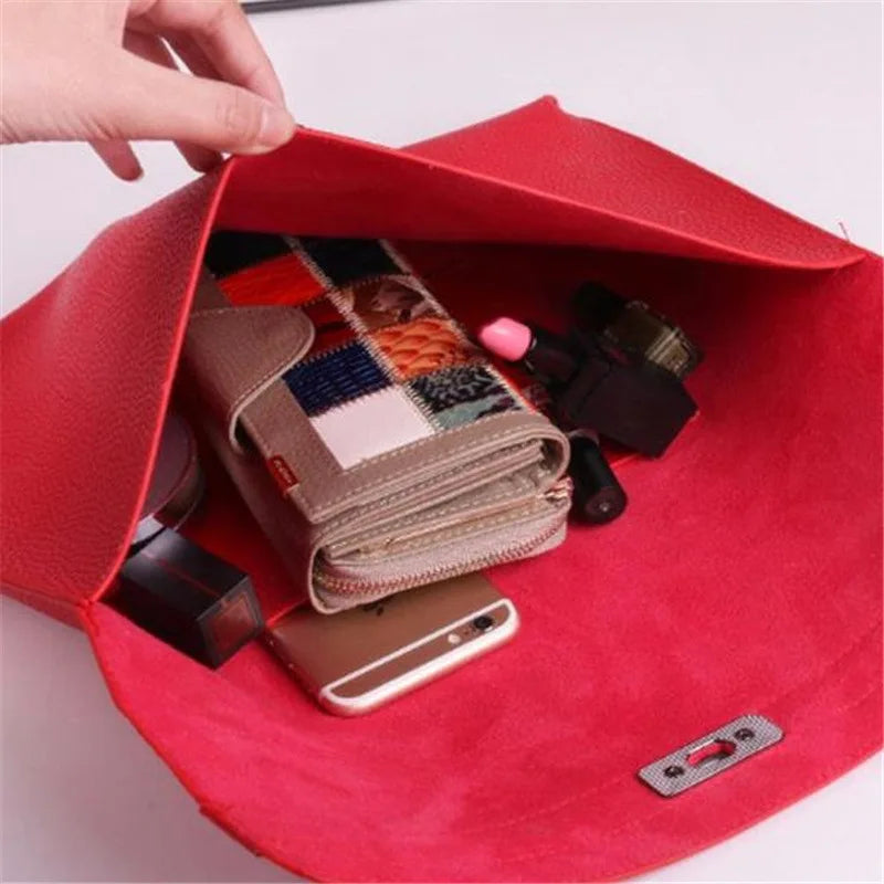 Red Clutch Bag Women Simple Women Ladies Clutch Pu Leather Envelope Clutch Bags Leather Women Lychee Pattern Purse Hand Bags