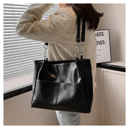 2023 Shoulder Side Bags for Women Vintage Solid Color Simple Large Capacity Big PU Leather The Latest Handbags Travel Totes