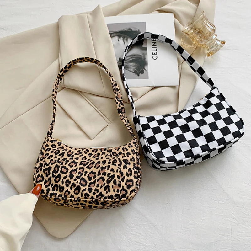 New Women Shoulder Bag Fashion Animal Pattern Print Bag Casual Nylon Butterfly Leopard Zebra Print Women Handbag Underarm Bags